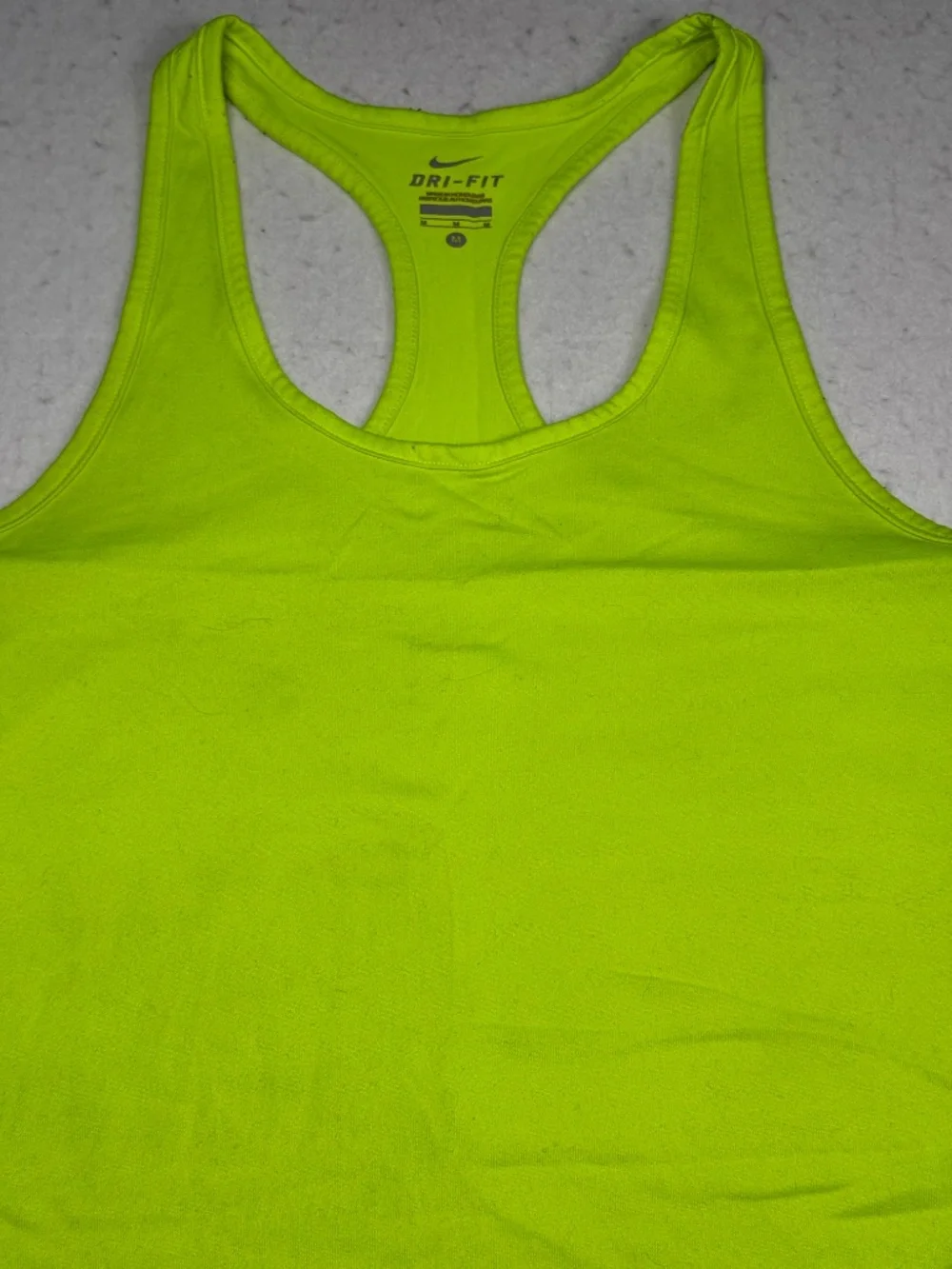Nike Dri Fit Women's Neon Yellow Solid Razorback Tank Top Size Medium EUC